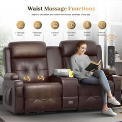 Reclining Massage Loveseat With USB Ports And Wall Hugger by ShipItFurniture