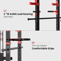 SAKSBY WHOLESALE 1000LBS multi-functional barbell rack, squat power cage, and weight bench for home gym workouts.