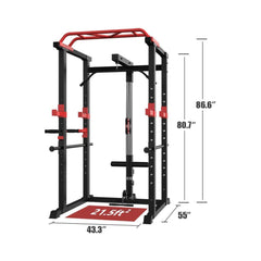 SAKSBY WHOLESALE 1000LBS multi-functional barbell rack squat power cage with weight bench for home gym training.