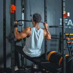 SAKSBY WHOLESALE 1000LBS multi-functional barbell rack and squat power cage with weight bench for home gym workouts.