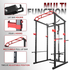SAKSBY WHOLESALE 1000LBS multi-functional barbell rack with squat cage and weight bench for home gym workouts