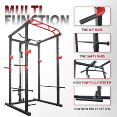 SAKSBY WHOLESALE 1000LBS multi-functional barbell rack and squat power cage with weight bench for home gym workouts