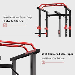 SAKSBY WHOLESALE 1000LBS multi-functional barbell rack squat power cage with weight bench for home gym workouts.