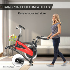 FH10005RB Magnetic Exercise Bike Fitness Cycling Bike with 35Lbs Flywheel for Home and Gym-Black & Red by DirectDeals