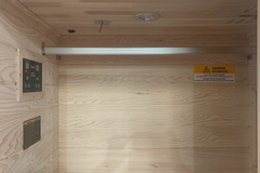 Zoppinh Blisspod Vienna Far Infrared Sauna with wooden interior and digital control panel for relaxing infrared therapy.