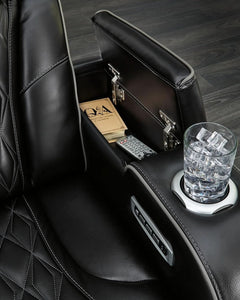 Black Leather Power Recliner With Adjustable Headrest by ShipItFurniture