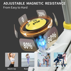 Indoor Exercise Bike Cycling Bike with Comfortable Seat Cushion Yellow+White by V.I.P Digital Presence