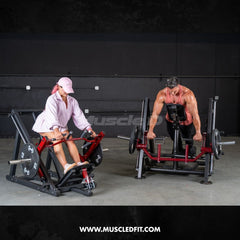 Muscle D Fitness Power Leverage V2 chest-supported linear bearing row machine, plate-loaded gym equipment for back workouts