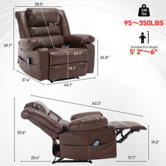 Breathable Leather Massage Recliner Chair Manual Living Room Reclining Sofa by V.I.P Digital Presence
