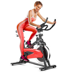 FH10005RB Magnetic Exercise Bike Fitness Cycling Bike with 35Lbs Flywheel for Home and Gym-Black & Red by DirectDeals