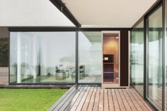 Zoppinh Blisspod Vienna Far Infrared Sauna with wooden interior and control panel, designed for home wellness.