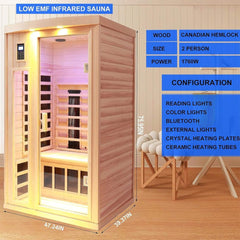 SAKSBY WHOLESALE Thermora Orien Premium 2-person low EMF infrared wood home sauna with ceramic heaters and modern interior design