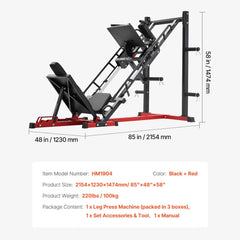 SAKSBY WHOLESALE 2000LBS adjustable leg press and hack squat machine for home gym workouts, with padded seat and weight support