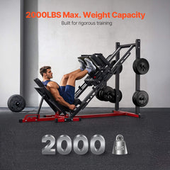SAKSBY WHOLESALE Rovix adjustable leg press and hack squat machine for home gym, featuring 2000lbs weight capacity and sturdy frame.
