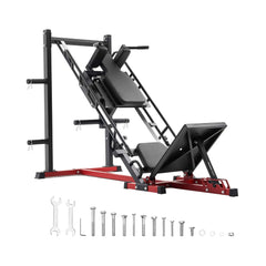 SAKSBY WHOLESALE Rovix 2000LBS adjustable leg press and hack squat machine with accessories for home gym workouts.