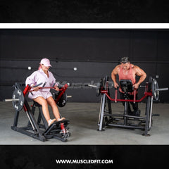 Muscle D Fitness Power Leverage V2 Chest Supported Linear Bearing Row plate loaded exercise machine with padded support and handles