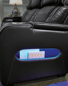 Black Leather Power Recliner With Adjustable Headrest by ShipItFurniture