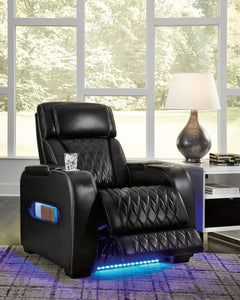 Black Leather Power Recliner With Adjustable Headrest by ShipItFurniture