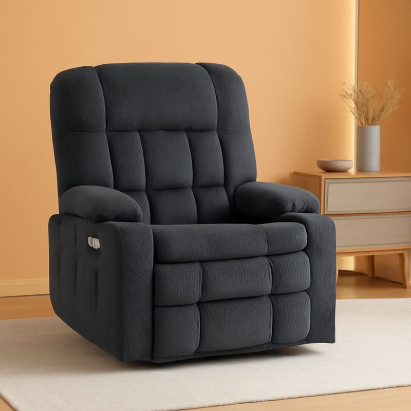 Dark Grey Wide Power Lift Recliner With Massage And USB by ShipItFurniture