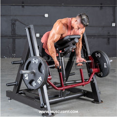 Muscle D Fitness Power Leverage V2 Chest Supported Linear Bearing Row, plate loaded gym equipment for back workouts.