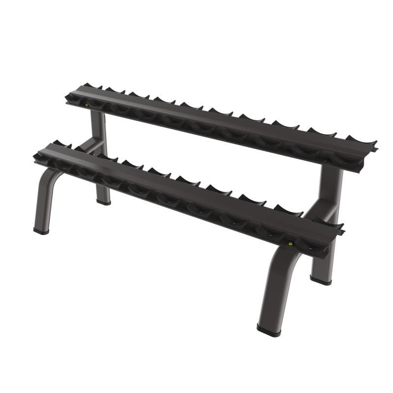 2-Tier 10 Pairs Round Tube Dumbbell Rack - Black by Muscle D Fitness