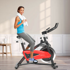 FH10005RB Magnetic Exercise Bike Fitness Cycling Bike with 35Lbs Flywheel for Home and Gym-Black & Red by DirectDeals