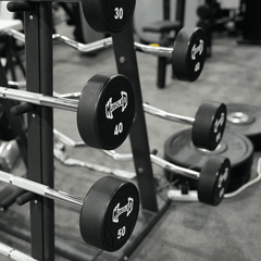Pro Urethane Barbell Set(Straight or Curl) - 20 to 110 lbs (Barbell Set Only) - Muscle D Fitness - Premium Quality Urethane Barbell Set