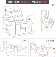 Power Lift Recliner Dark Brown Extended Footrest Chair by ShipItFurniture