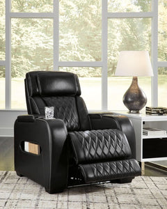 Black Leather Power Recliner With Adjustable Headrest by ShipItFurniture