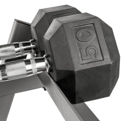 5-50 lb Hex Dumbbell Set with Rack and Weight Bench by XMARK