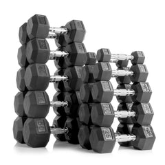 10-Pairs, 5 to 50 lbs. Hex Dumbbells Includes 3-Tier Storage Rack by XMARK