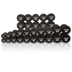 12-Sided Commercial Urethane Dumbbells (5-50 lb and 5-75 lb Sets) by XMARK