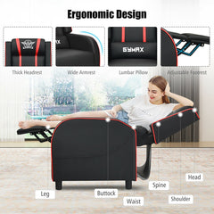 Red Massage Racing Gaming Recliner Chair by DirectDeals, featuring ergonomic design and plush cushioning for comfort.