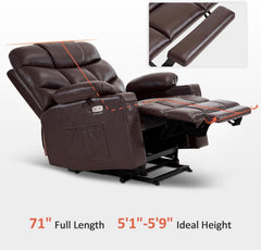 Power Lift Recliner Dark Brown Extended Footrest Chair by ShipItFurniture