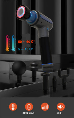 FLIPSTYLEZLLC handheld muscle relaxation massager with percussion therapy, hot and cold compress features in a sleek design.