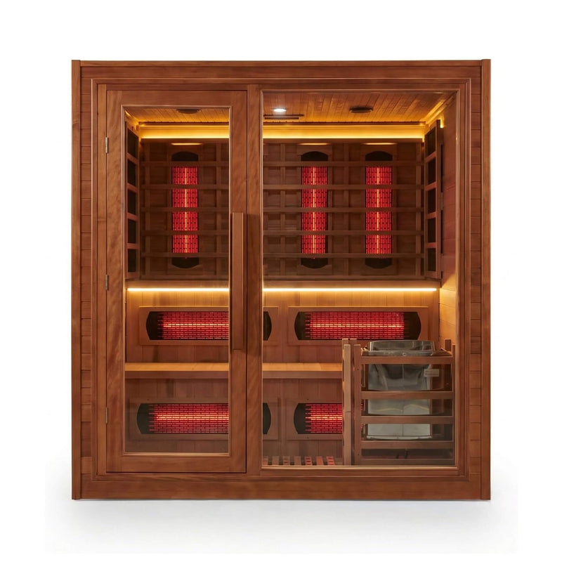 Rövia Elvaria 4-Person Indoor Canadian Red Cedar Infrared And Steam Sauna by SAKSBY WHOLESALE