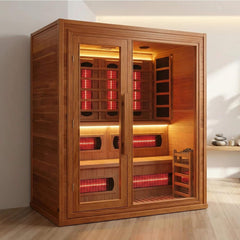 Rövia Elvaria 4-Person Indoor Canadian Red Cedar Infrared And Steam Sauna by SAKSBY WHOLESALE