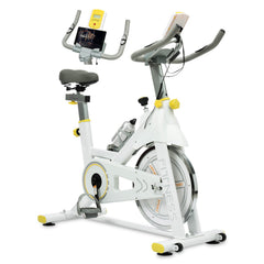 Indoor Exercise Bike Cycling Bike with Comfortable Seat Cushion Yellow+White by V.I.P Digital Presence