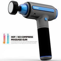FLIPSTYLEZLLC handheld muscle relaxation massage gun with cold and hot compress, designed for percussion therapy and muscle relief.