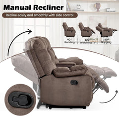 Brown 2-piece ShipItFurniture massage recliner set with heating and massage features, showcasing plush leather upholstery.