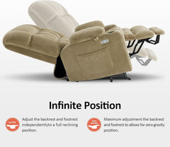 Large Dual Motor Power Lift Recliner Chair Massage Beige by ShipItFurniture