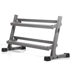 10 to 50 lbs. Rubber Hex Dumbbell Pairs Includes 2-Tier Storage Rack by XMARK