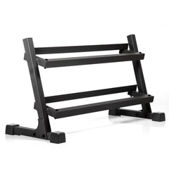 10 to 50 lbs. Rubber Hex Dumbbell Pairs Includes 2-Tier Storage Rack by XMARK