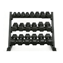 W5072S00007 Rovix 450-Pounds Rubber Hex Dumbbell Set With Rack by SAKSBY WHOLESALE