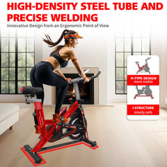 Indoor Exercise Bike Cycling Bike with Comfortable Seat Cushion Black+Red by V.I.P Digital Presence
