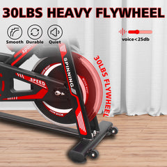 Indoor Exercise Bike Cycling Bike with Comfortable Seat Cushion Black+Red by V.I.P Digital Presence