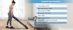 NEW Folding Treadmills Walking Pad Treadmill for Home Office -2.5HP Walking Treadmill With Incline Bluetooth Speaker by V.I.P Digital Presence