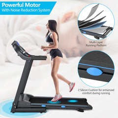 SP36091US 2.25 HP Folding Electric Motorized Power Treadmill with Blue Backlit LCD Display by DirectDeals