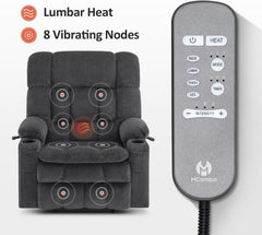 Dark Grey Wide Power Lift Recliner With Massage And USB by ShipItFurniture