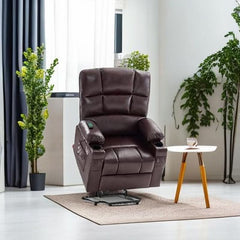 Dark Brown Lift Recliner With Massage For Elderly People by ShipItFurniture